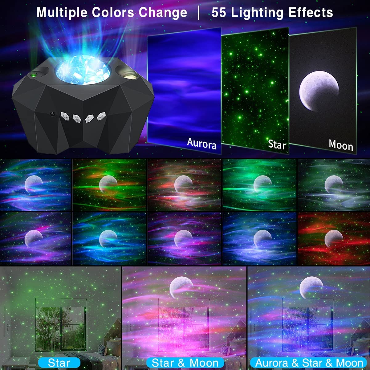 🌌 Northern Lights Star Projector – Transform Any Room Into a Galaxy